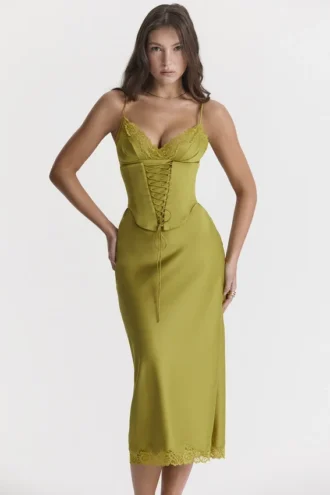 Salma Chartreuse Satin-Kleider