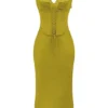 Salma Chartreuse Satin-Kleider Salma Chartreuse Satin-Kleider