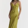 Salma Chartreuse Satin-Kleider Salma Chartreuse Satin-Kleider