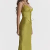 Salma Chartreuse Satin-Kleider Salma Chartreuse Satin-Kleider