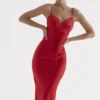 Salma Slip-Kleid aus rotem Rosensatin
