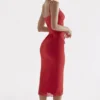 Salma Slip-Kleid aus rotem Rosensatin