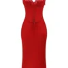 Salma Slip-Kleid aus rotem Rosensatin