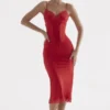 Salma Slip-Kleid aus rotem Rosensatin
