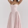 Samaria Ballerina Pink Twill Korsetts-Midi-Kleider Samaria Ballerina Pink Twill Korsetts-Midi-Kleider