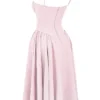 Samaria Ballerina Pink Twill Korsetts-Midi-Kleider Samaria Ballerina Pink Twill Korsetts-Midi-Kleider