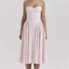 Samaria Ballerina Pink Twill Korsetts-Midi-Kleider Samaria Ballerina Pink Twill Korsetts-Midi-Kleider
