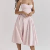 Samaria Ballerina Pink Twill Korsetts-Midi-Kleider Samaria Ballerina Pink Twill Korsetts-Midi-Kleider