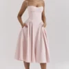 Samaria Ballerina Pink Twill Korsetts-Midi-Kleider Samaria Ballerina Pink Twill Korsetts-Midi-Kleider