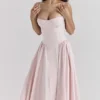 Samaria Ballerina Pink Twill Korsetts-Midi-Kleider Samaria Ballerina Pink Twill Korsetts-Midi-Kleider
