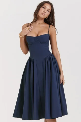 Samaria French Navy Korsett-Sommerkleid