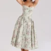 Samaria Midi-Kleid aus Baumwolle mit Salbei-Blumenprint