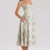 Samaria Midi-Kleid aus Baumwolle mit Salbei-Blumenprint