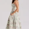 Samaria Midi-Kleid aus Baumwolle mit Salbei-Blumenprint