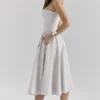 Samaria Midi-Korsetts-Kleid in Taubengrau Samaria Midi-Korsetts-Kleid in Taubengrau