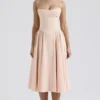 Samaria Peach Parfait Twill Korsetts-Midi-Kleid Samaria Peach Parfait Twill Korsetts-Midi-Kleid