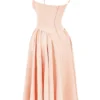 Samaria Peach Parfait Twill Korsetts-Midi-Kleid Samaria Peach Parfait Twill Korsetts-Midi-Kleid