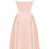 Samaria Peach Parfait Twill Korsetts-Midi-Kleid Samaria Peach Parfait Twill Korsetts-Midi-Kleid