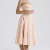 Samaria Peach Parfait Twill Korsetts-Midi-Kleid Samaria Peach Parfait Twill Korsetts-Midi-Kleid