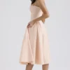 Samaria Peach Parfait Twill Korsetts-Midi-Kleid Samaria Peach Parfait Twill Korsetts-Midi-Kleid