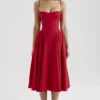Samaria – Rotes Midi-Kleid mit Raffungen Samaria – Rotes Midi-Kleid mit Raffungen