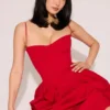 Samaria – Rotes Midi-Kleid mit Raffungen Samaria – Rotes Midi-Kleid mit Raffungen