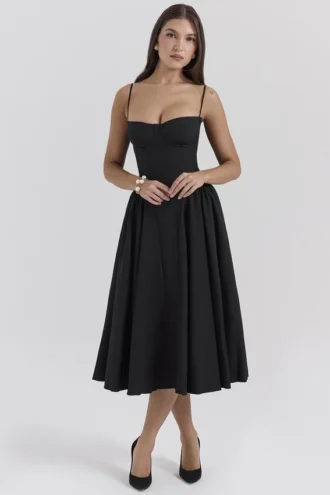 Samaria Schwarzes Midi-Korsetts-Kleid Samaria Schwarzes Midi-Korsetts-Kleid