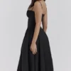 Samaria Schwarzes Midi-Korsetts-Kleid