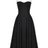 Samaria Schwarzes Midi-Korsetts-Kleid