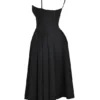Samaria Schwarzes Midi-Korsetts-Kleid