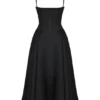 Samaria Schwarzes Midi-Korsetts-Kleid