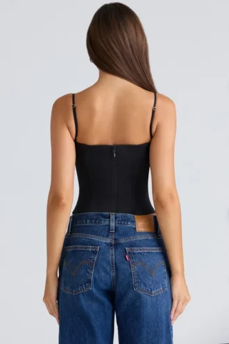 Samaria Schwarzes Stretch-Twill-Korsetts-Oberteil mit Cup-Einsätzen