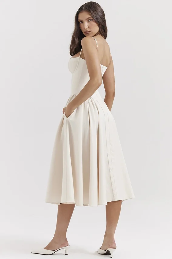 Samaria Vintage Cremefarbenes Korsett-Sommerkleid Samaria Vintage Cremefarbenes Korsett-Sommerkleid