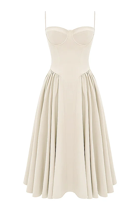 Samaria Vintage Cremefarbenes Korsett-Sommerkleid Samaria Vintage Cremefarbenes Korsett-Sommerkleid