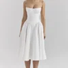 Samaria Weißes Midi-Korsetts-Kleid Samaria Weißes Midi-Korsetts-Kleid