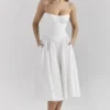 Samaria Weißes Midi-Korsetts-Kleid Samaria Weißes Midi-Korsetts-Kleid