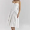 Samaria Weißes Midi-Korsetts-Kleid Samaria Weißes Midi-Korsetts-Kleid