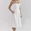 Samaria Weißes Midi-Korsetts-Kleid Samaria Weißes Midi-Korsetts-Kleid