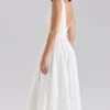 Samia – Weißes Midi-Sommerkleid aus Stretch-Baumwolle Samia – Weißes Midi-Sommerkleid aus Stretch-Baumwolle
