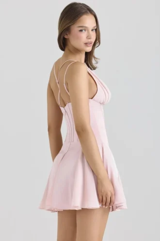 Samida Rosa Satin-Korsetts-Minikleid