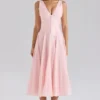 Samira – Midi-Kleid aus rosa Chiffon mit Knöpfen Samira – Midi-Kleid aus rosa Chiffon mit Knöpfen