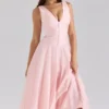 Samira – Midi-Kleid aus rosa Chiffon mit Knöpfen Samira – Midi-Kleid aus rosa Chiffon mit Knöpfen