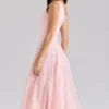 Samira – Midi-Kleid aus rosa Chiffon mit Knöpfen Samira – Midi-Kleid aus rosa Chiffon mit Knöpfen