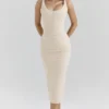 Samya Midi-Korsetts-Kleid in Mandel