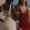 Samya Midi-Korsetts-Kleid in Mandel
