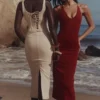 Samya Midi-Korsetts-Kleid in Mandel