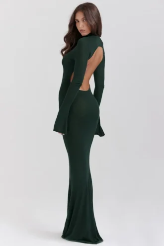 Sancha Maxikleid aus Strick in Waldgrün