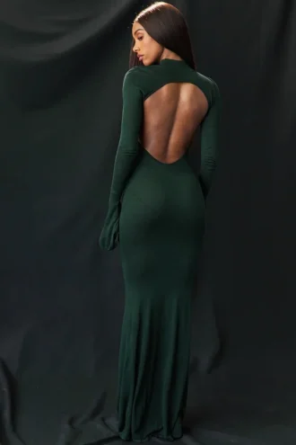 Sancha Maxikleid aus Strick in Waldgrün