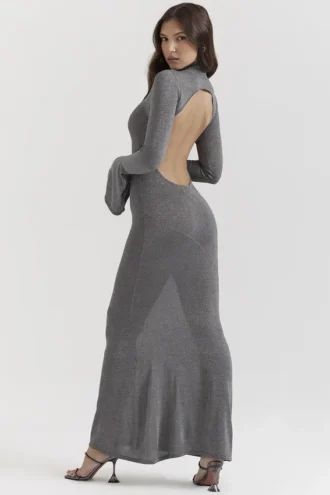 Sancha Steel Metallic-Maxikleid