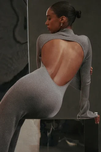 Sancha Steel Metallic-Maxikleid